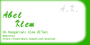 abel klem business card